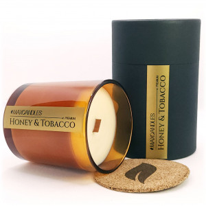 Honey & Tobacco Scented Candle MAXCANDLES Black 220 g / 7.8 oz
