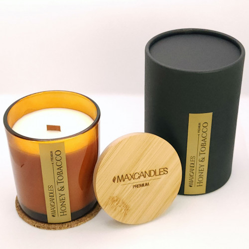Lumanare Parfumata Tabac si Miere MAXCANDLES Negru 220 g / 7.8 oz