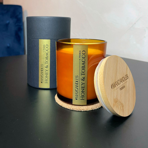 Lumanare Parfumata Tabac si Miere MAXCANDLES Negru 220 g / 7.8 oz