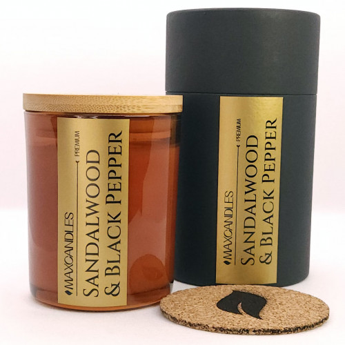 Lumanare Parfumata Lemn De Santal si Piper Negru MAXCANDLES Negru 150 g / 5.3 oz