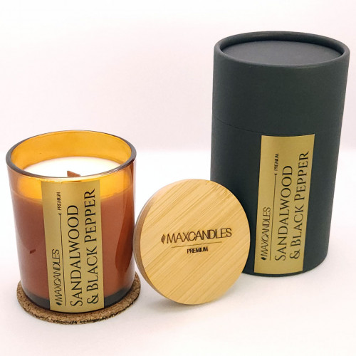 Lumanare Parfumata Lemn De Santal si Piper Negru MAXCANDLES Negru 150 g / 5.3 oz
