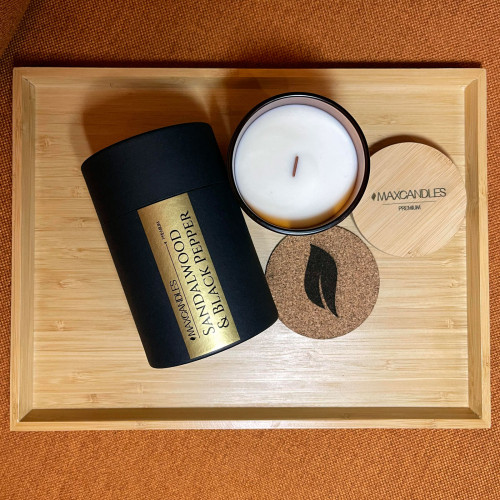 Lumanare Parfumata Lemn De Santal si Piper Negru MAXCANDLES Negru 220 g / 7.8 oz